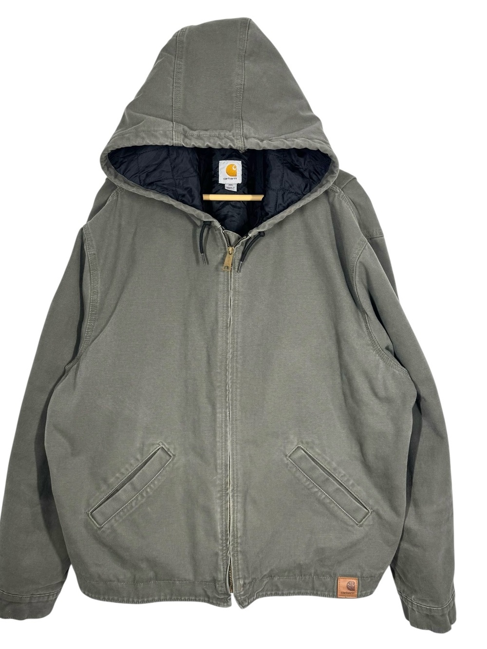 Vtg Carhartt 100733-316 Jacket Quilt Lined Moss Green Canvas Workwear Men 2XL